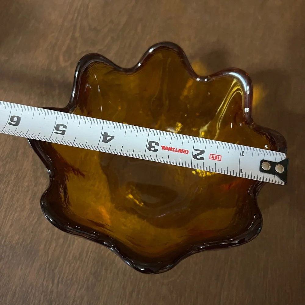amber Colored lotus shaped Small bowl Candy Dish 5.5